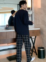 Pajamas men winter 2021 new cotton velvet large size plaid thickened warm Mens Home clothing set Korean