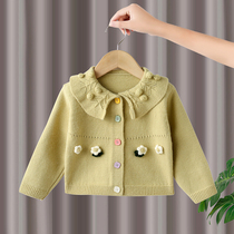 Girls cardiovert sweatshirt spring autumn 2021 new children small baby slim fit jacket blouses undershirt knitted spring clothing