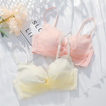 Lane summer thin section rimless girl underwear small chest gathered bra set to close the breast adjustment bra
