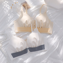 Lane girl white underwear small chest gathered on the support without steel ring bra anti-sagging summer thin bra set