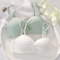 Lan E summer white underwear girl small chest gathered latex without steel ring pen bra collection anti-sagging set