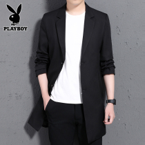 Playboy mens windbreaker autumn clothes thin clothes suit collar coat mens Korean trend long jacket