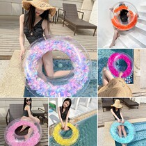 Swimming ring adult thickened swimming ring underarm ring men and women children Net Red full transparent feather inflatable adult life buoy