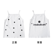 Clearance 3 fold up pure cotton white polka dot suspender casual summer thin top girls 0116