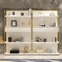 Light luxury stainless steel rack landing Nordic display stand living room Modern study storage cabinet gold decorative cabinet
