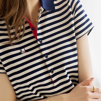 Foreign trade original single Italian womens clothing remaining single foreign single clearance export European goods Polo collar age-reducing striped dress female
