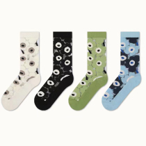 boom bomb spring summer new pint thin and transparent fiberglass socks breathable large flower socks female midcylinder socks Korean version tide