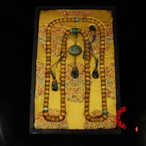 Antique collection rare precious yellow cat eye beads with old lacquer box 108 beads rosary pendant