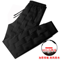 Winter down pants mens outer wear thickened warm and windproof fashion cotton pants mens outdoor sports pressed duck down pants