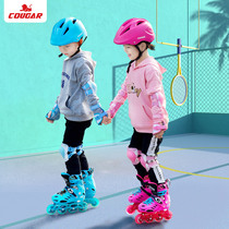  Cougar childrens all-flash flat flower shoes Club training shoes Skates in-line wheel Adjustable roller skates Roller skates