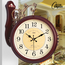 Conba European double-sided wall clock living room creative large clock two-sided clock pastoral simple silent quartz clock