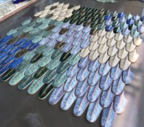 Colorful dark green feather ceramic mosaic Diamond tile bathroom wall tile Net red restaurant bar wall tile