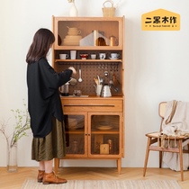 Two black wood for basic side cabinet Nordic solid wood tea cabinet locker simple modern small apartment storage