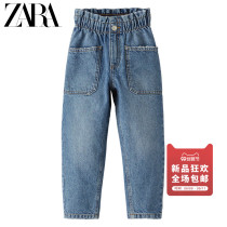 ZARA early autumn new childrens clothing girls retro blue elastic waist jeans 04302601400