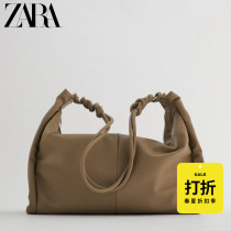 ZARA discount season] Womens bag dark taupe side folds commuter shoulder shopping bag 16121610131
