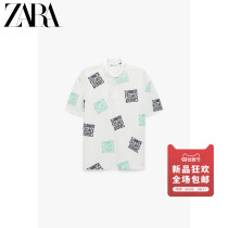 ZARA autumn new mens print letters short sleeve POLO T-shirt 05644311052