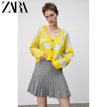 ZARA spring new women dress tender yellow rhombus sweater knit jacket 0014003050