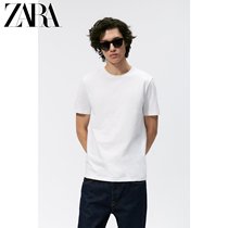 ZARA winter men slim stretch cotton basic short sleeve white T-shirt 00761370250