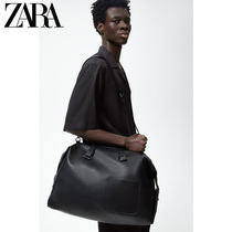 ZARA summer new mens bag black grained large capacity bowling bag handbag 3100020 040