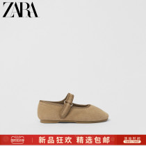 ZARA new childrens shoes baby brown sheep leather toddler Ballet Shoes dance shoes 16505830100