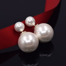 925 Pure Silver Double-sided Pearl Earnail Woman Temperament 100 Hitch Earrings Mesh Red Front And Rear Dual-use Size Earrings Anti-Allergy