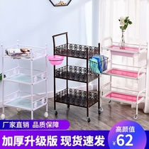 Beauty cart small cart three-layer iron hairdressing tool cart nail fire can storage rack beauty salon trolley