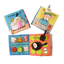 English cloth book living habits develop chef bathing toilet baby puzzle toy book with doll