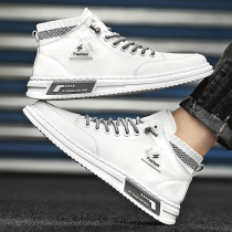 Hong Kong Tide brand inner mens shoes 2021 autumn trend Joker small white shoes mens casual board shoes high canvas shoes