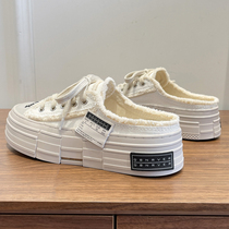 Beggar canvas shoes 2021 summer Baotou half slippers women wear Net red pedal thick soles tide
