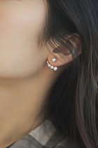 Yueji jewelry Japan akoya sea water pearl earrings color beads 18K gold diamond earrings ins bride earrings