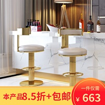 Light luxury post-modern bar chair rotating lifting bar chair stainless steel high foot stool bar stool leather bar chair