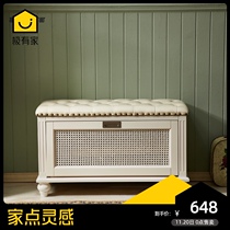 Shoe change stool Shoe cabinet household American shoe stool door can sit Nordic shoe stool solid wood leather shoe change storage stool