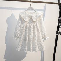 Girl Dress Girl Dress 2022 Spring Dress New Long Sleeve Girl Clothes White Princess Skirt Foreign Girl Dress