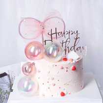 Popularity Ins Wind Transparent Magic Color Balls Pink White Bow Tie Net Red Cake Decoration Items