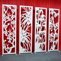 New wedding props Mei Lan bamboo chrysanthemum screen wrought iron carving screen Chinese wedding props stage window decoration