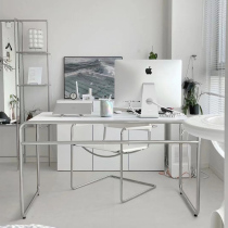 Light Extravagant Computer Desk Creative Design Modern Minimalist Wind Stainless Steel Desk Writing Desk Pole Minimalist Desk Leisure Table