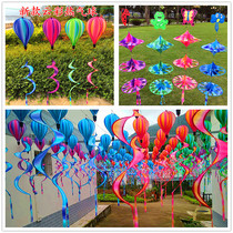 Kindergarten Huanchuang Hanging Decoration Rotating Rainbow Windmill Strip Corridor Classroom Outdoor Decoration Ceiling Hanging Colorful Wind Strip