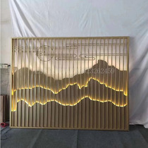 Customized 304 stainless steel rose gold Mountain Art background wall luminous light with metal rockery landscape partition wall