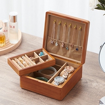 Jewelry box storage box solid wooden hand jewelry finishing box ring bracelet necklace retro jewelry box wedding gift