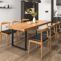 Solid wood dining table and chair combination Rectangular household small apartment Nordic modern simple light luxury dining table Dining table