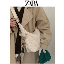 zara canvas down bag bag 2021 new womens bag texture high niche Diamond tote bag large capacity crossbody