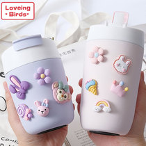  Net celebrity girl heart thermos cup 304 stainless steel with straw cartoon cute milk tea double drinking cup high face value water cup