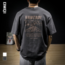Summer Pure Cotton American Retro Heavy Lbs Short Sleeve T-Shirt Male Loose Fatson Big Yards and Surge Plus Fat Up Half Sleeves
