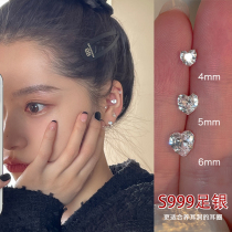 999 foot silver earrings female pure silver earrings small crowdloving zircons cochlear cochlea high level sensual sensual sensual sensual