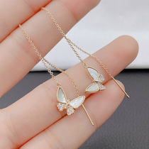 Butterfly micro-inlaid earrings with long-style ear decoration light extravagant superior temperament South Korea elegant earrings big sign sucking up the trend women