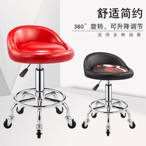Beauty stool barber shop backrest chair rotating hair salon small round stool lifting hairdressing manicure stool pulley large engineering stool
