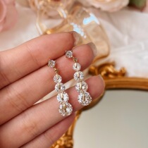 Stream Light Ears Flow Sucrystal earrings Long earrings Earrings Round Face Earrings Dish Ear Clip without earbugles Fairy Super Fairy