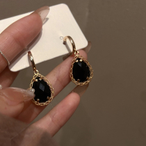 Midnight Mandolo Black Shine Stones Black Earrings Without Earrings Clips Mosquito Repellent Coil Earrings Womens Fashion Earrings Wave