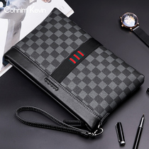 CohnimKevin new mens clutch leather fashion clip bag plaid clutch brand mens envelope bag