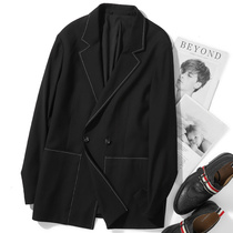 Really handsome turned over the suit men's coat single western Korean casual double-breasted black western Japanese suit
